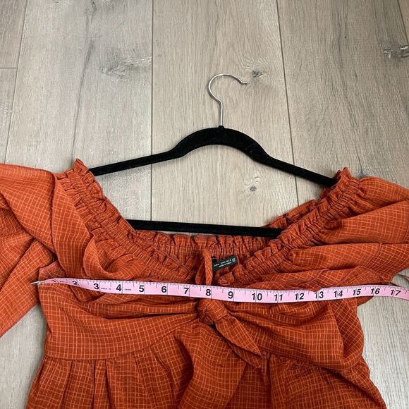 Zara ruffled crop top rust blouse - Picture 5 of 6